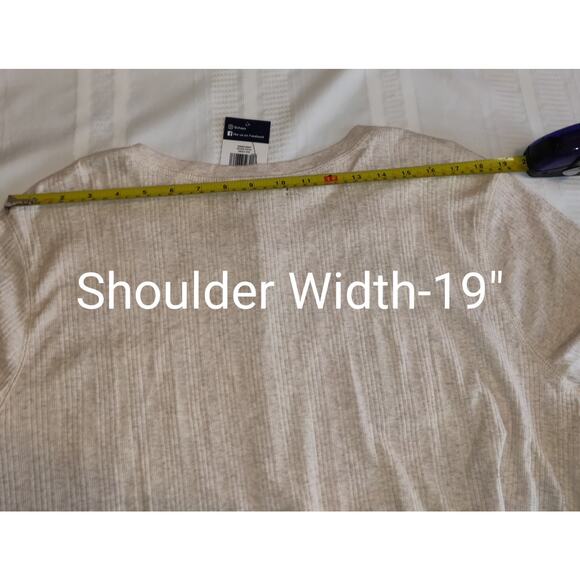 Chaps Womens Beige Top PLUS Sz 3X Lightweight Wide Ribbing Pockets River NWT - Picture 10 of 15